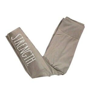 Rae Dunn Womens Athletic Leggings Strength Olive Green Size Large